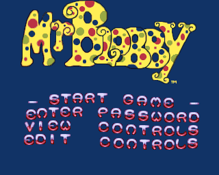 Mr. Blobby (Amiga) screenshot: Main menu