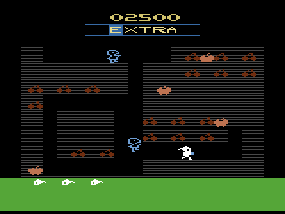 Mr. Do! (Atari 2600) screenshot: The game in black and white mode