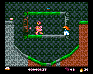 Mr. Blobby (Amiga) screenshot: Colour the whole screen by walking over it