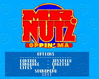 Mr. Nutz: Hoppin' Mad (Amiga) screenshot: Options