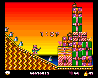 Mr. Blobby (Amiga) screenshot: Time limited bonus level