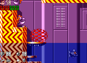 Mr. Nutz: Hoppin' Mad (Amiga) screenshot: Water world - momentally protected by the shield