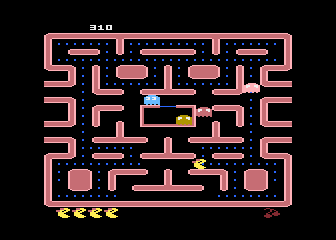 Ms. Pac-Man (Atari 5200) screenshot: Ms. Pac-Man munching on dots...