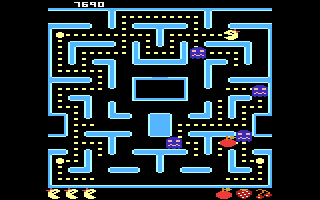 Ms. Pac-Man (Atari 7800) screenshot: You can eat the ghosts when they are blue