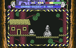 Dizzy: Prince of the Yolkfolk (Commodore 64) screenshot: Grandfather's house.