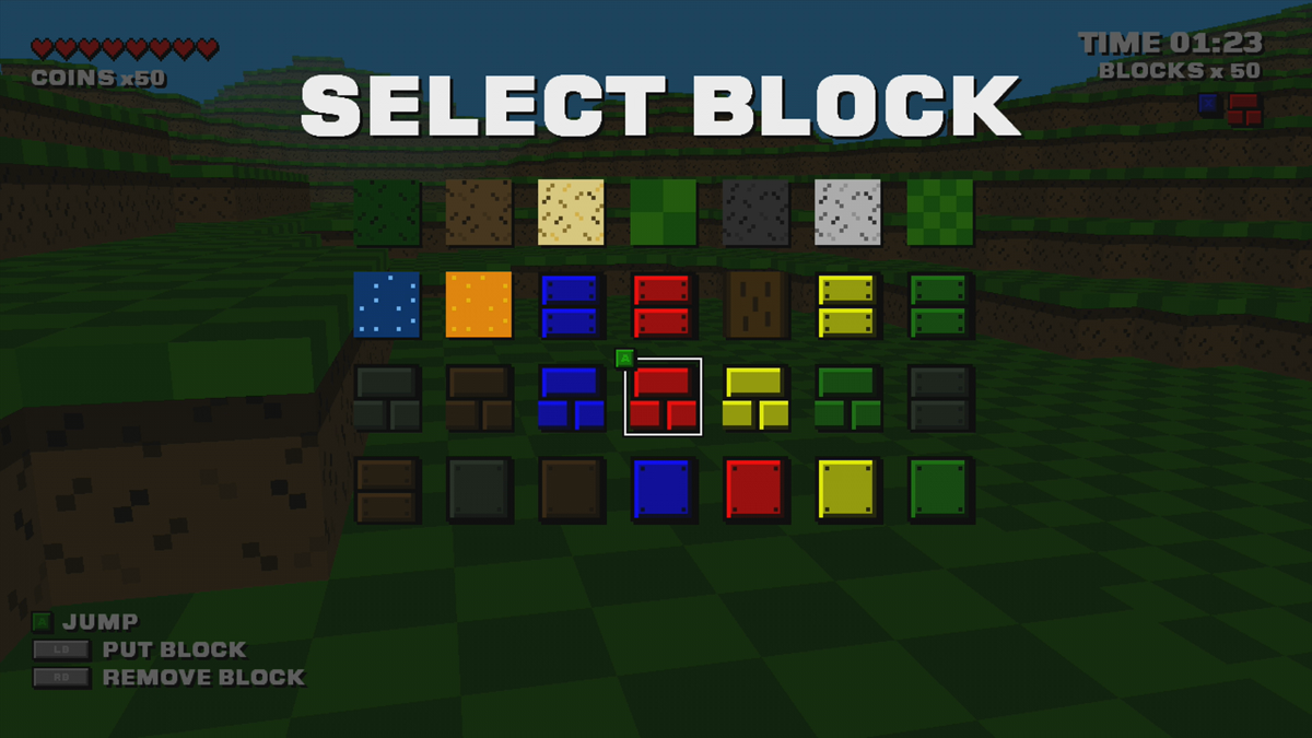 Zombie Block Planet (Xbox 360) screenshot: Selecting a block (Trial version)