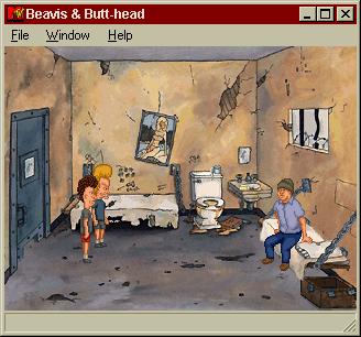 MTV's Beavis and Butt-Head in Virtual Stupidity (Windows) screenshot: After a while, our heroes are thrown in prison.