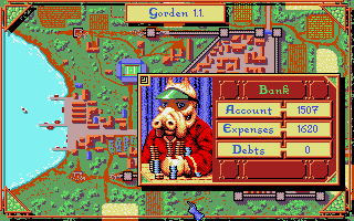 M.U.D.S.: Mean Ugly Dirty Sport (DOS) screenshot: Checking status at the bank