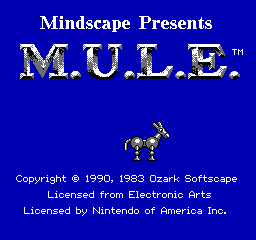 M.U.L.E. (NES) screenshot: Title Screen