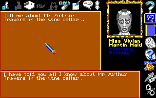 Murder! (DOS) screenshot: By combining icons you form an exact question you wanna ask.