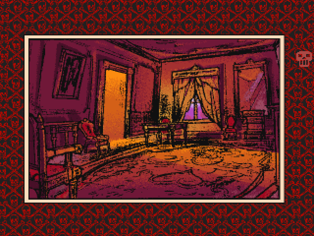 Murder Makes Strange Deadfellows (DOS) screenshot: The Drawing Room