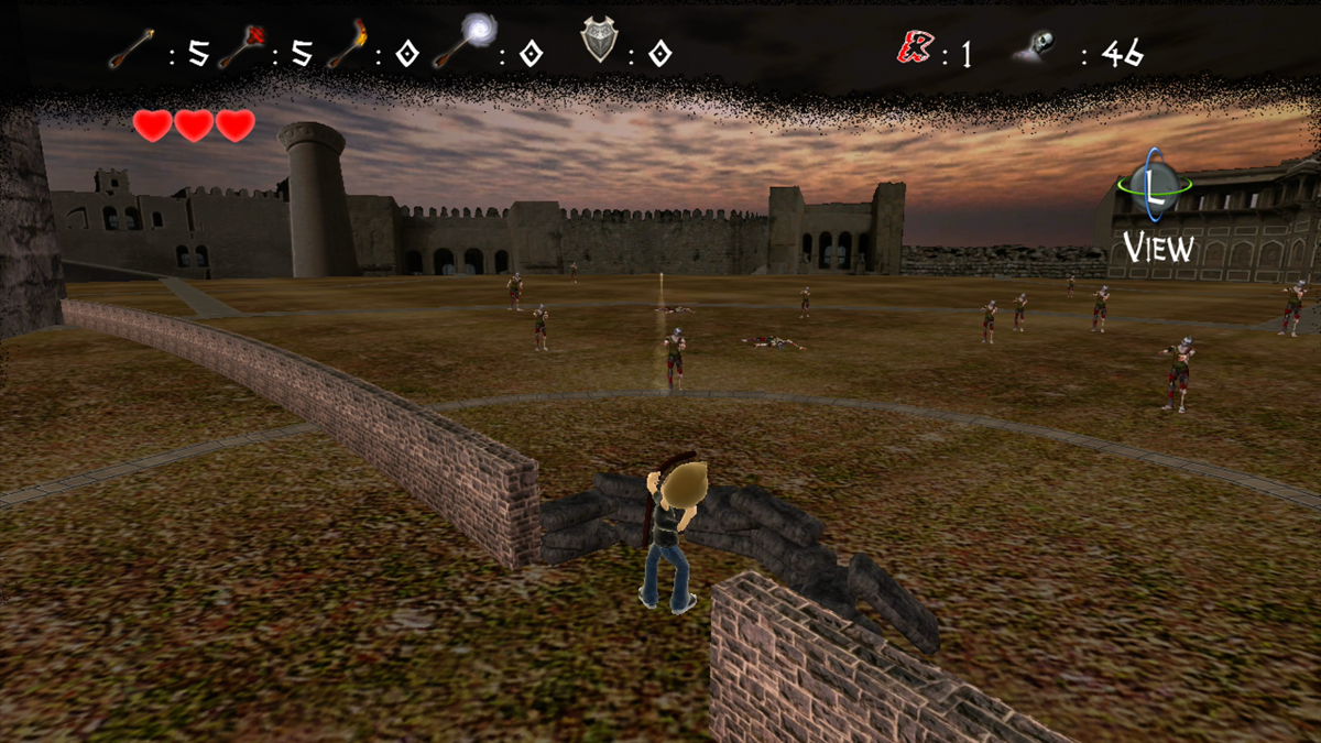 Zombie Arena (Xbox 360) screenshot: Shooting the incoming zombies (Trial version)