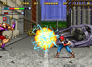 Mutation Nation (Neo Geo) screenshot: Using Special Attack "B"