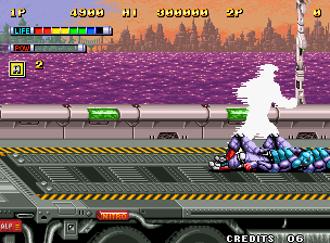 Mutation Nation (Neo Geo) screenshot: Using Special Attack "A"