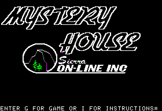 Hi-Res Adventure #1: Mystery House (Apple II) screenshot: Title screen