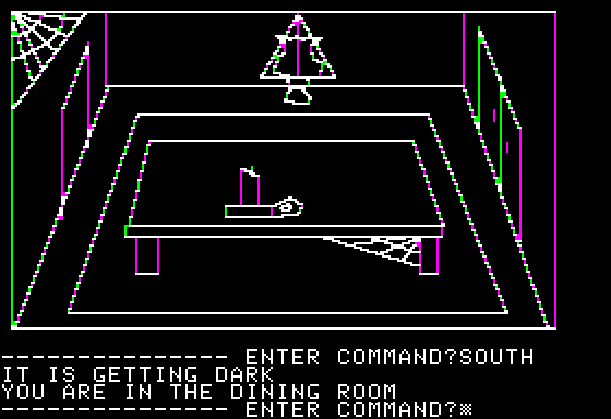 Hi-Res Adventure #1: Mystery House (Apple II) screenshot: Ah, a candle. Could be useful...