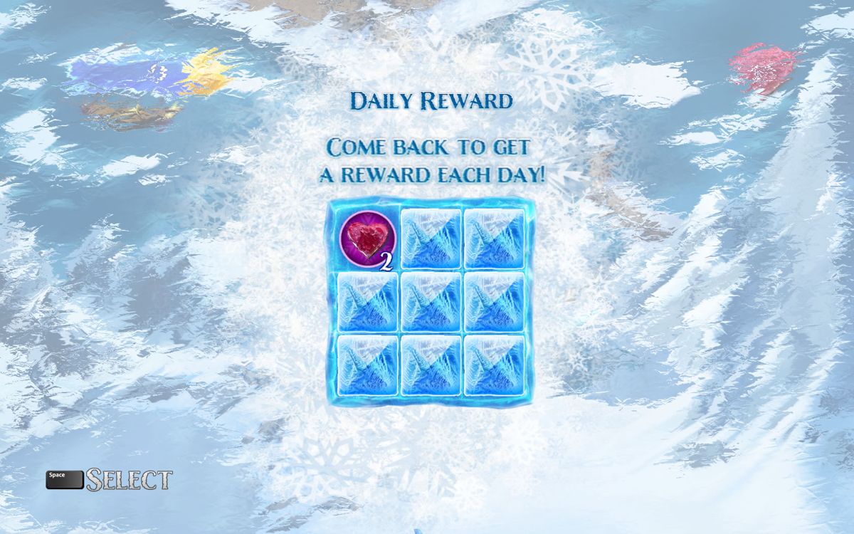Frozen: Free Fall - Snowball Fight (Windows) screenshot: Daily reward