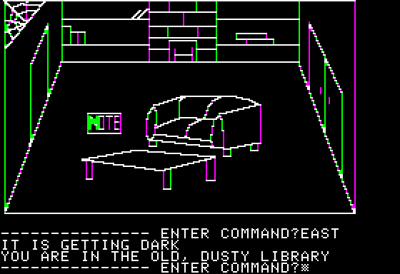 Hi-Res Adventure #1: Mystery House (Apple II) screenshot: Hmm, another note...