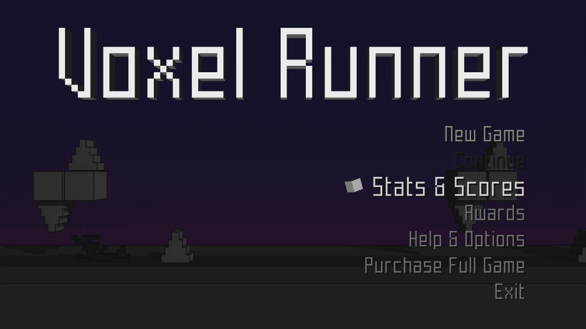 Voxel Runner (Xbox 360) screenshot: Main menu (Trial version)