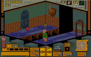 Mystic Towers (DOS) screenshot: You need teleportation powerups to use these pads