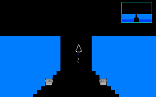 Fleuch PC (DOS) screenshot: Early on in level two<br>The two grey things are gun turrets