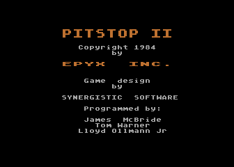 Pitstop II (Atari 8-bit) screenshot: Title Screen 1