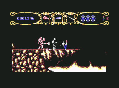 Myth: History in the Making (Commodore 64) screenshot: Level 1, kill the fire demon