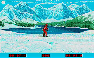 Winter Challenge: World Class Competition (Atari ST) screenshot: Biathlon: Lakeside
