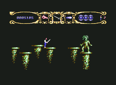 Myth: History in the Making (Commodore 64) screenshot: next stage, time to get medusa's head