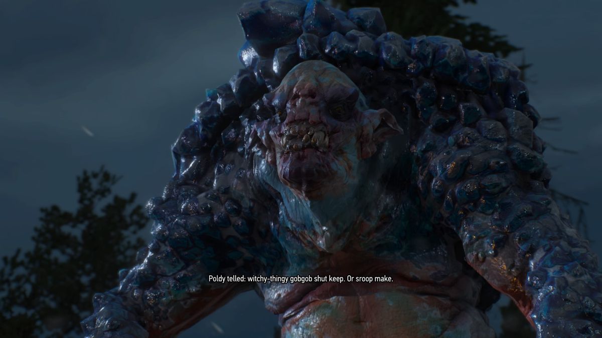 The Witcher 3: Wild Hunt - New Quest: "Contract: Skellige's Most Wanted" (PlayStation 4) screenshot: The troll has something wise to say, as always
