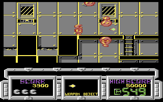 Future Knight (Commodore 64) screenshot: Blasting numerous enemies