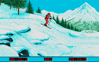 Winter Challenge: World Class Competition (Atari ST) screenshot: Biathlon: heading towards the targets