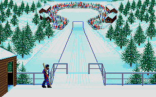 Winter Challenge: World Class Competition (Atari ST) screenshot: Ready to go in the ski Jump