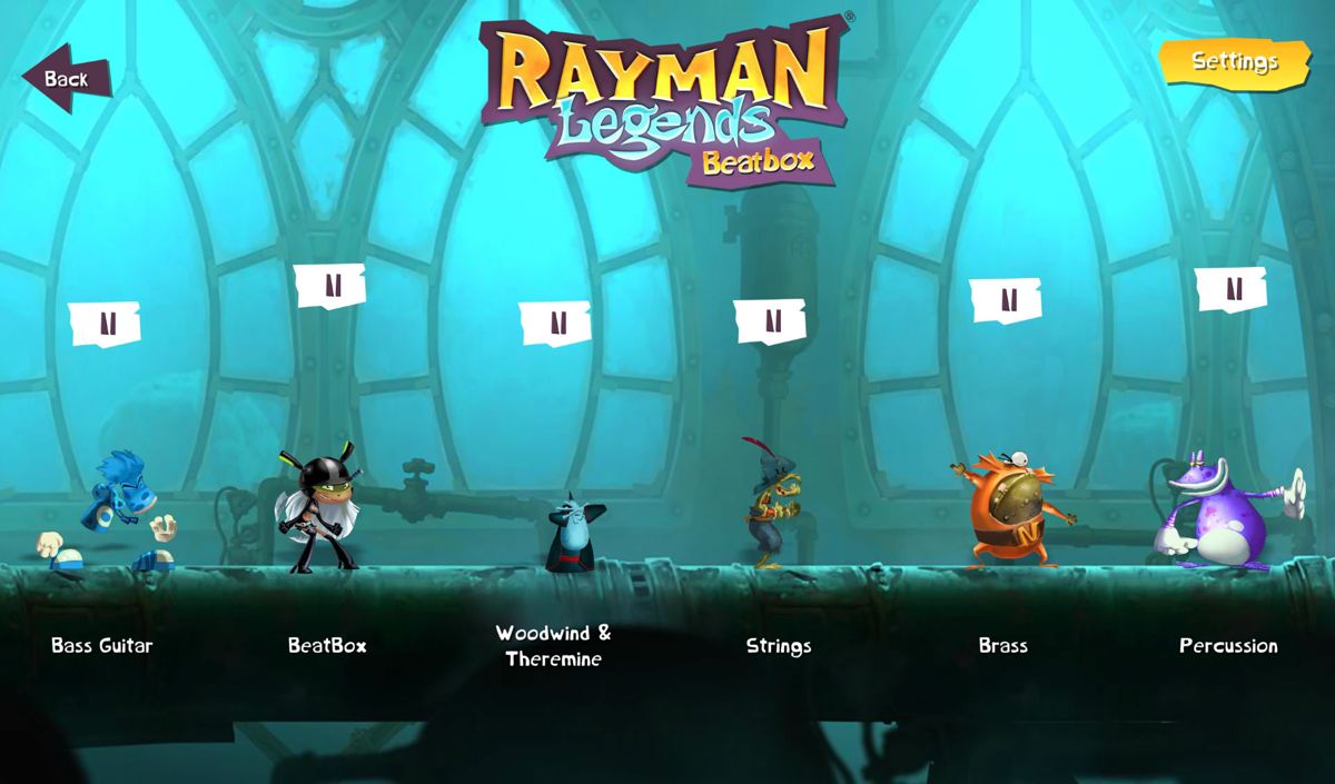 Rayman Legends: Beatbox (Android) screenshot: Playing with the samples of the first song.