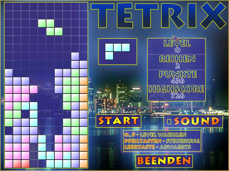 Tetris: 21 Spiele (Windows) screenshot: Night Tetris