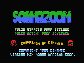 Saimazoom (MSX) screenshot: Title screen in Spanish