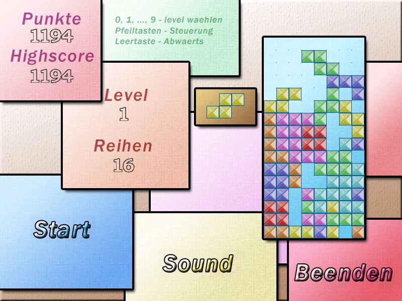 Tetris: 21 Spiele (Windows) screenshot: Colorful Tetris