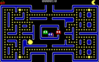 Gobble Man (DOS) screenshot: A game in progress