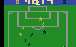 NASL Soccer (Atari 2600) screenshot: Near the goal...