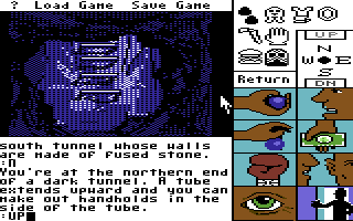 Tass Times in Tonetown (Commodore 64) screenshot: End of tunnel