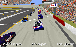 NASCAR Racing (DOS) screenshot: Over the car