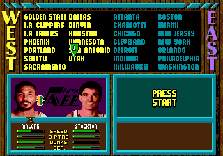 NBA Jam (Genesis) screenshot: Choosing players