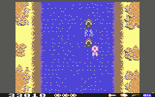 Spy Hunter (Commodore 64) screenshot: Autumn river.