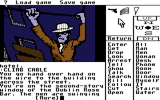 Borrowed Time (Commodore 64) screenshot: Thugs chasing you!