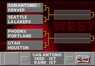NBA Live 96 (Genesis) screenshot: Playoff standings
