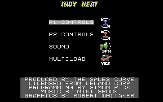 Danny Sullivan's Indy Heat (Commodore 64) screenshot: Options screen