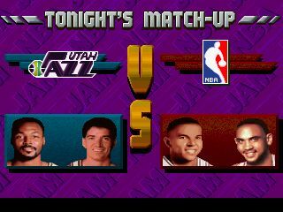 NBA Jam Tournament Edition (DOS) screenshot: Tonight's Matchup: Veterans vs Rookies