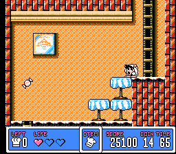Panic Restaurant (NES) screenshot: Funny ducking animation (Japanese version)