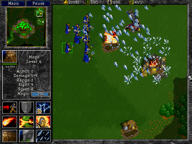 WarCraft II: Battle Chest (Windows) screenshot: Mages mop up the job with their Blizzard spell
