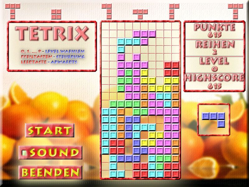 Tetris: 21 Spiele (Windows) screenshot: Orange Tetris
